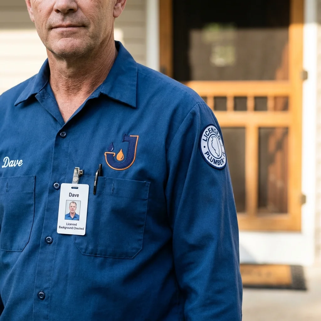 Licensed plumber showing ID badge in Scotch Plains, NJ