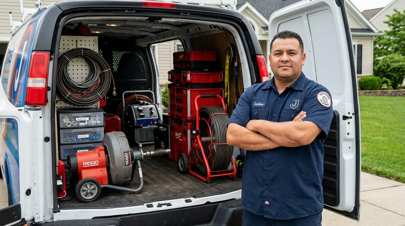 Professional drain cleaning equipment and Johns Plumbing LLC plumber in Scotch Plains