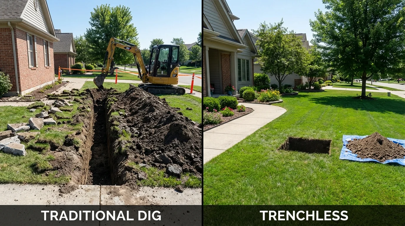 Trenchless sewer repair with minimal yard damage versus traditional excavation in Scotch Plains, NJ